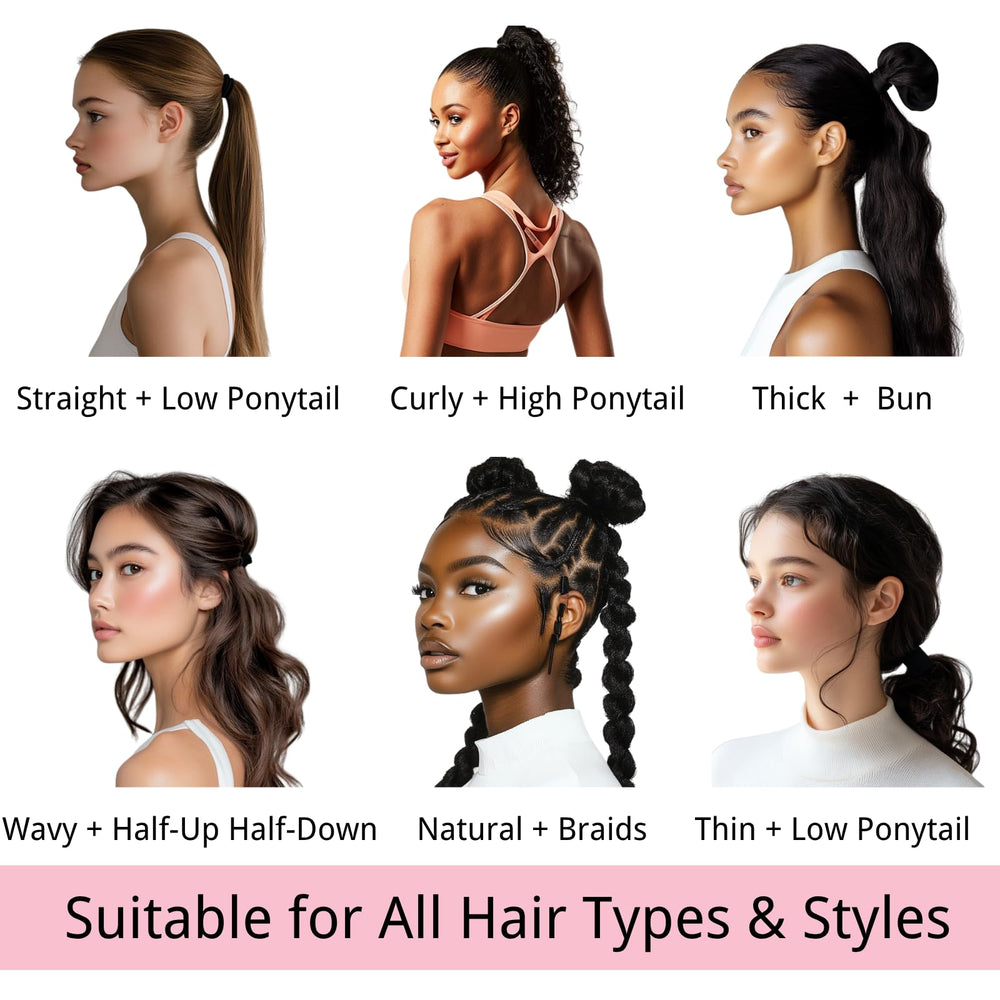 LuSeren gomas-pelo-nylon-sin-dano-rojas-para-cabello-grueso sujetan con suavidad.