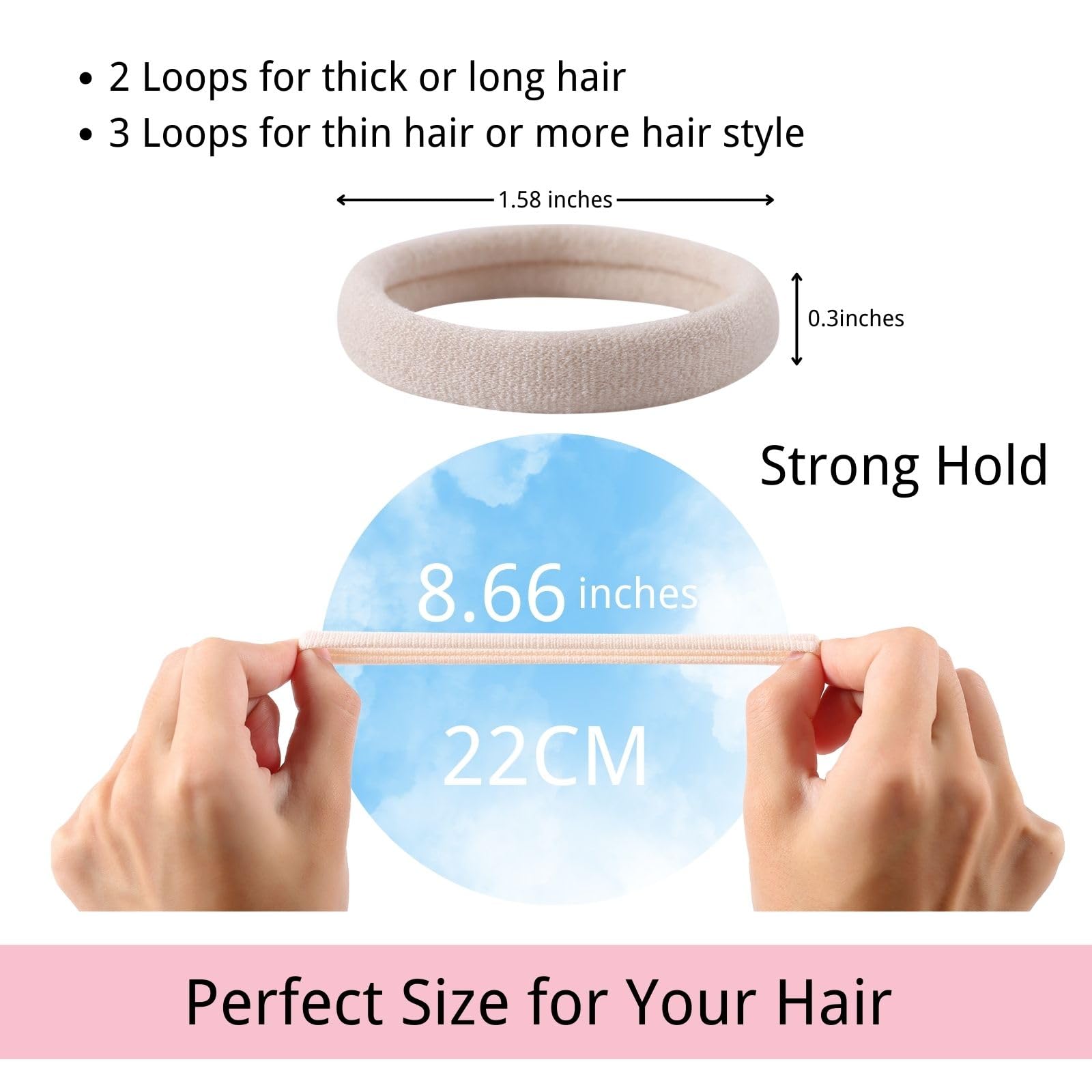 LuSeren gomas para el pelo de nylon suave, primer plano
