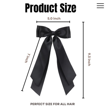 LuSeren Lazo negro satinado para peinados elegantes y versátiles.