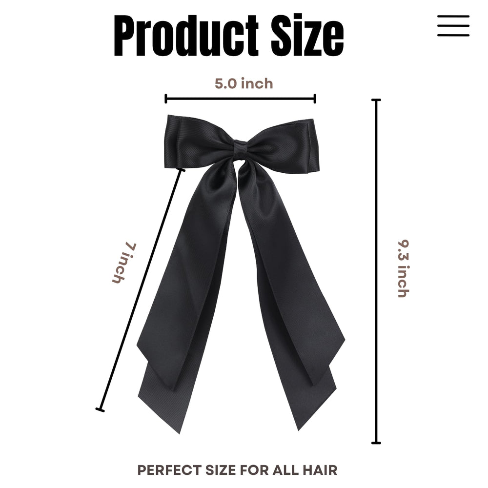 LuSeren Lazo negro satinado para peinados elegantes y versátiles.