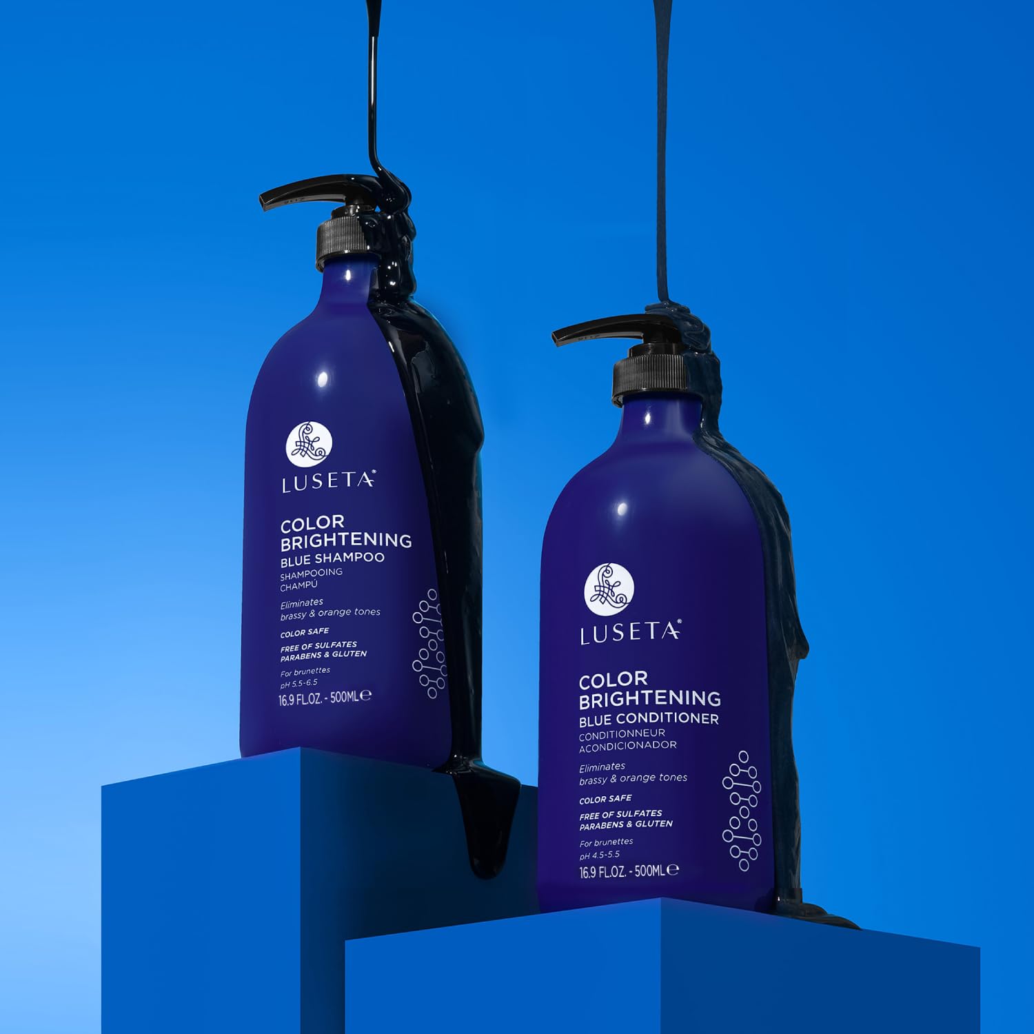 Luseta Azul mantiene la viveza del color en cabello teñido.