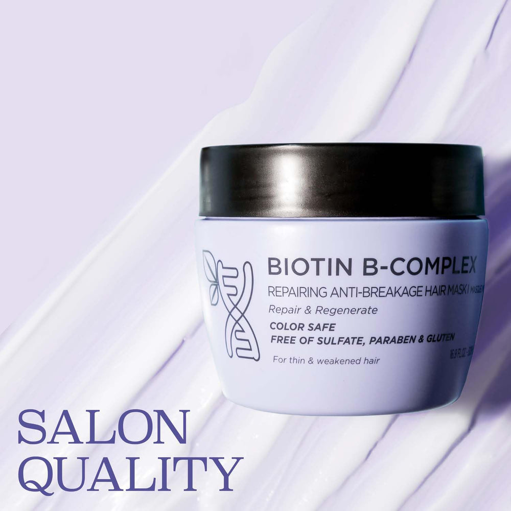 Luseta Biotin B-Complex con aceites de argán y cafeína para nutrición capilar.