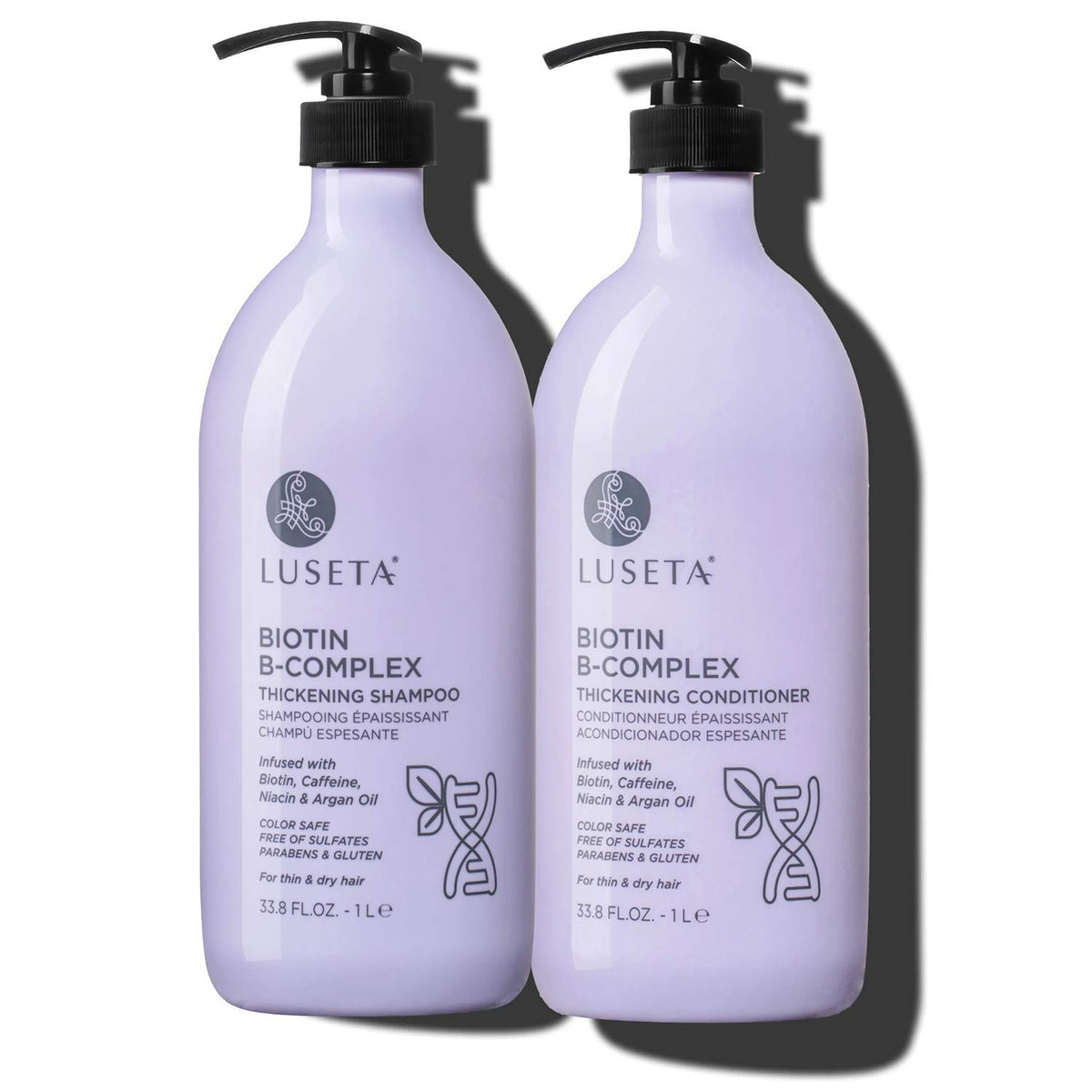 Luseta Biotin B-Complex Champú: botella visible para fortalecimiento del cabello