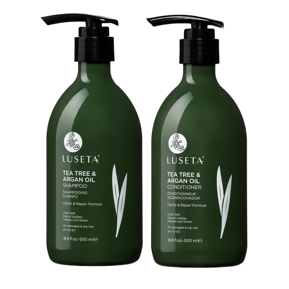 Luseta champú arbol-de-te-argan purifica el cuero cabelludo y controla la grasa.