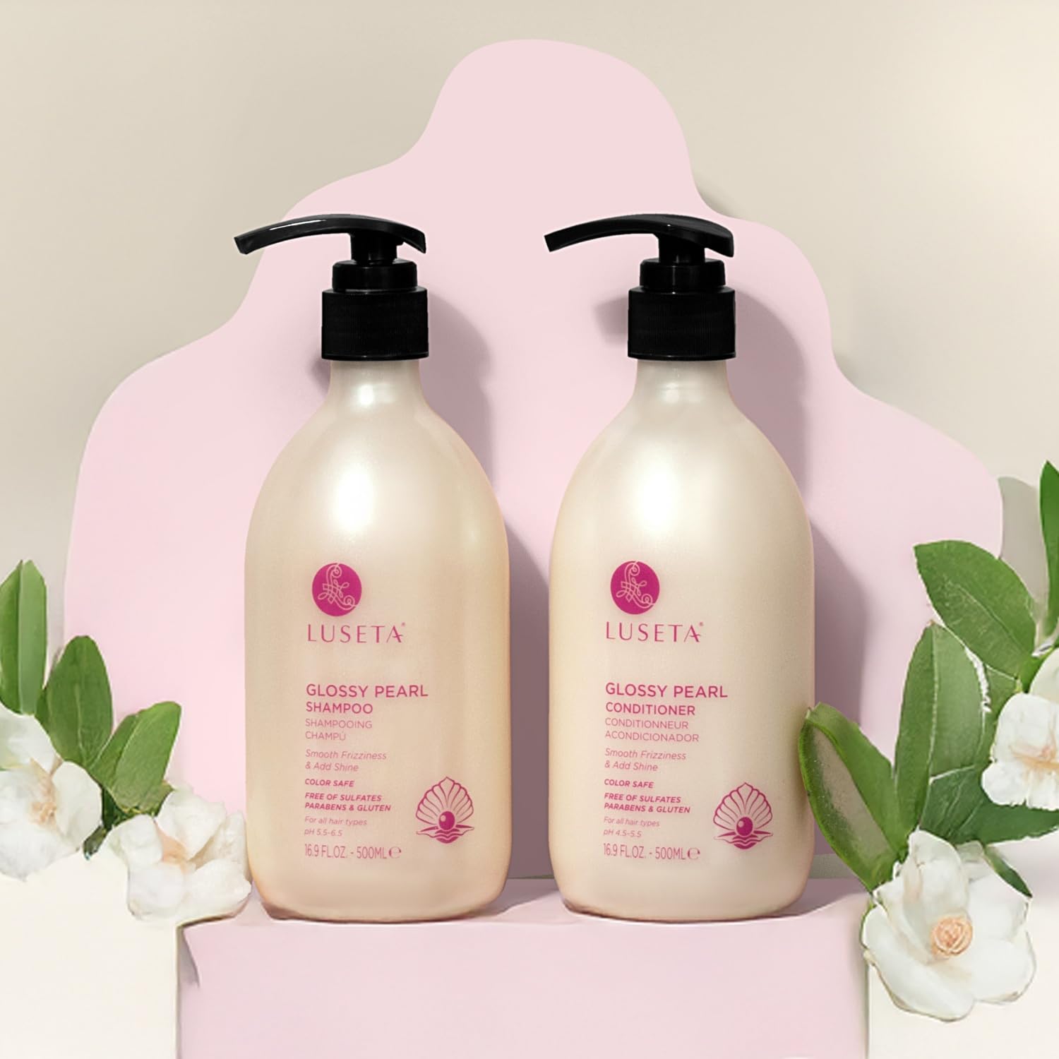 Luseta Glossy Pearl Acondicionador en botella, cabello más suave y manejable.