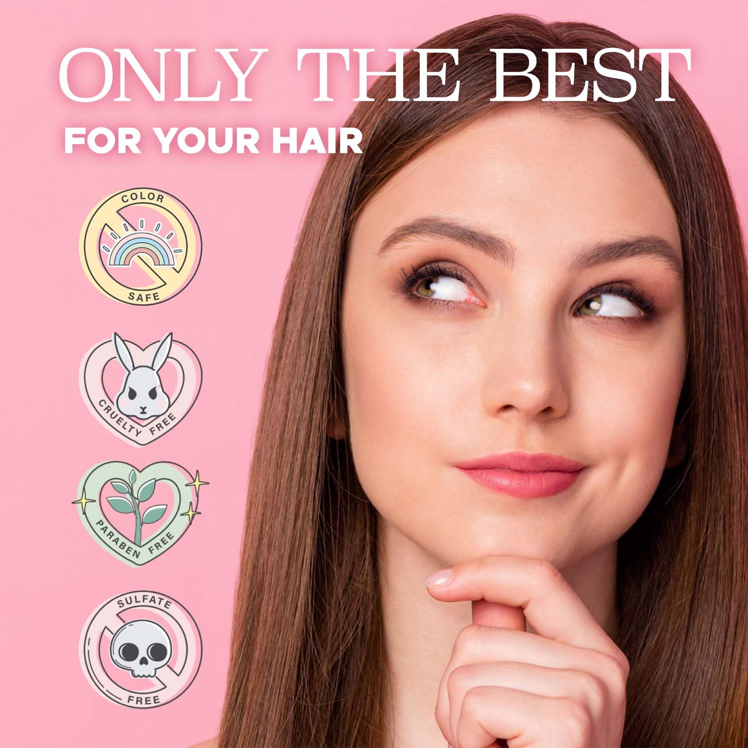 Close-up of frizz control on hair with Luseta Keratin Protectant.