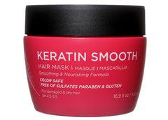 Luseta Keratin Smooth Mascarilla, foco en envase, hidratación para cabello dañado