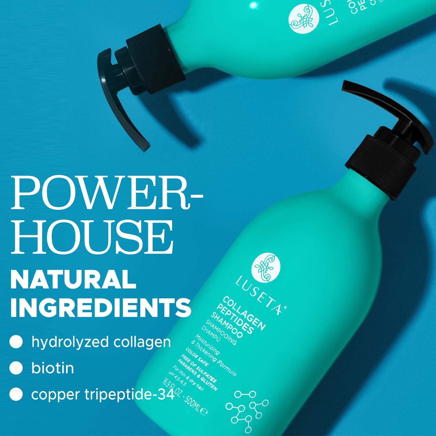 Luseta peptidos de colágeno fortalecen el cabello desde la raíz para mayor densidad.