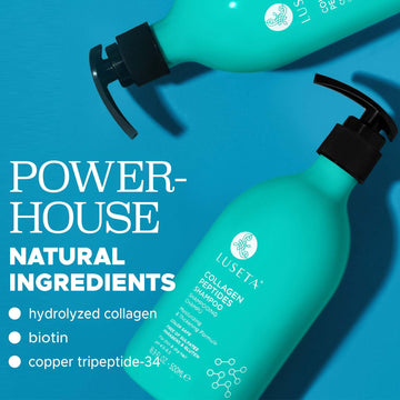 Luseta peptidos de colágeno fortalecen el cabello desde la raíz para mayor densidad.