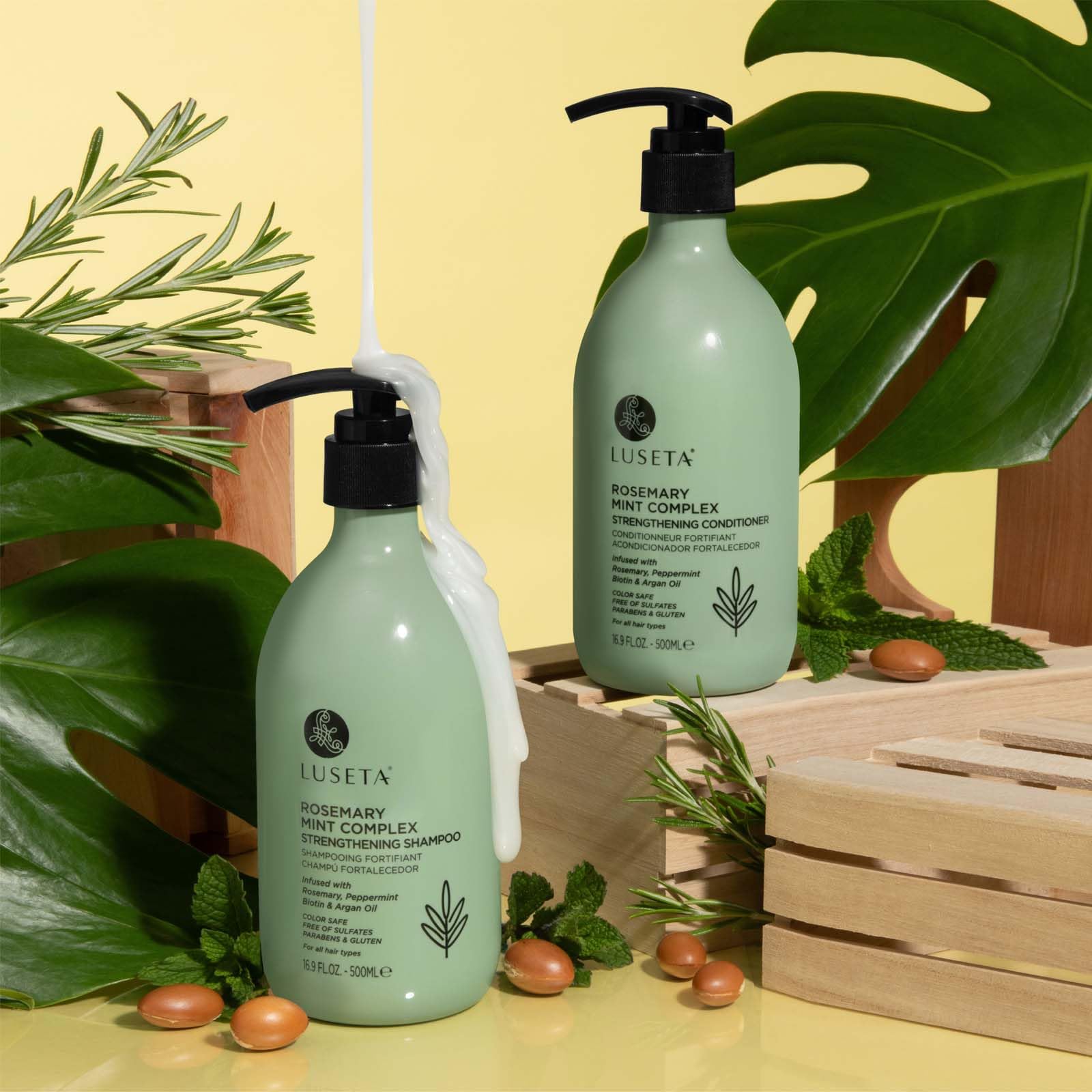 Luseta Rosemary Mint acondicionador botella: hidratación profunda para cabello suave.