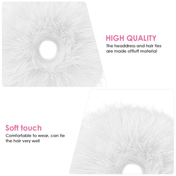 Pompón blanco Lusofie, diseño esponjoso para niñas