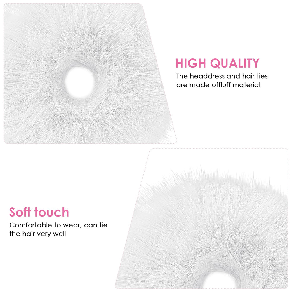 Pompón blanco Lusofie, diseño esponjoso para niñas