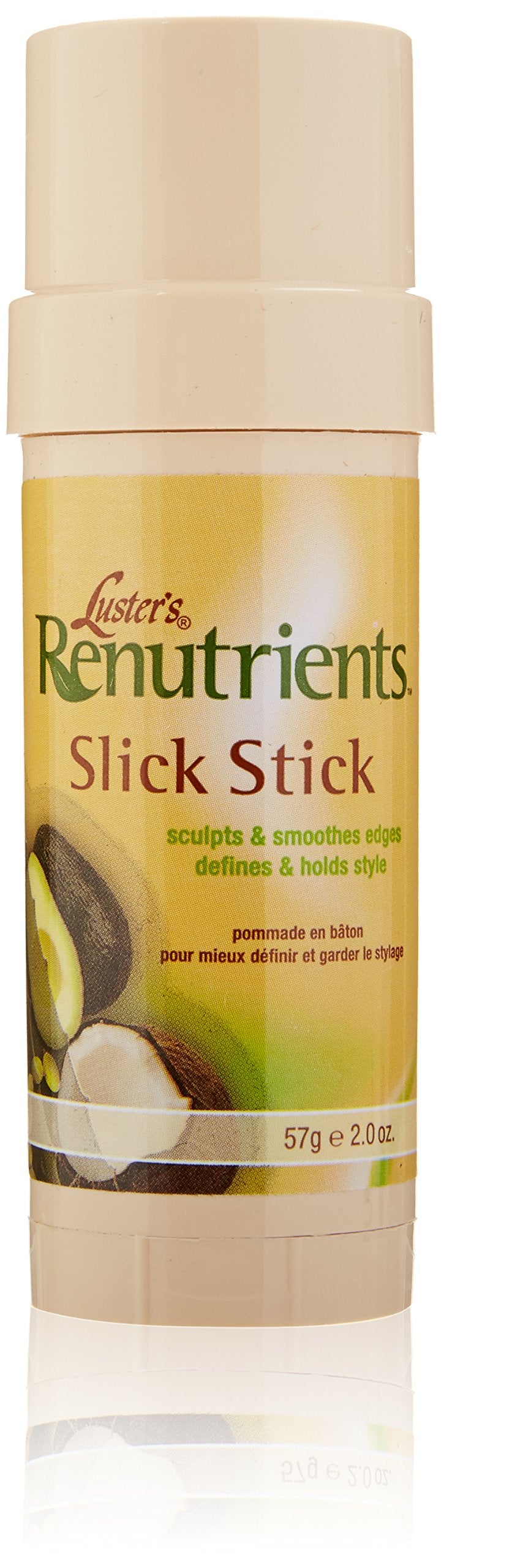 Luster's Renutrients Slick Stick en empaque compacto para retoques rápidos de estilo.