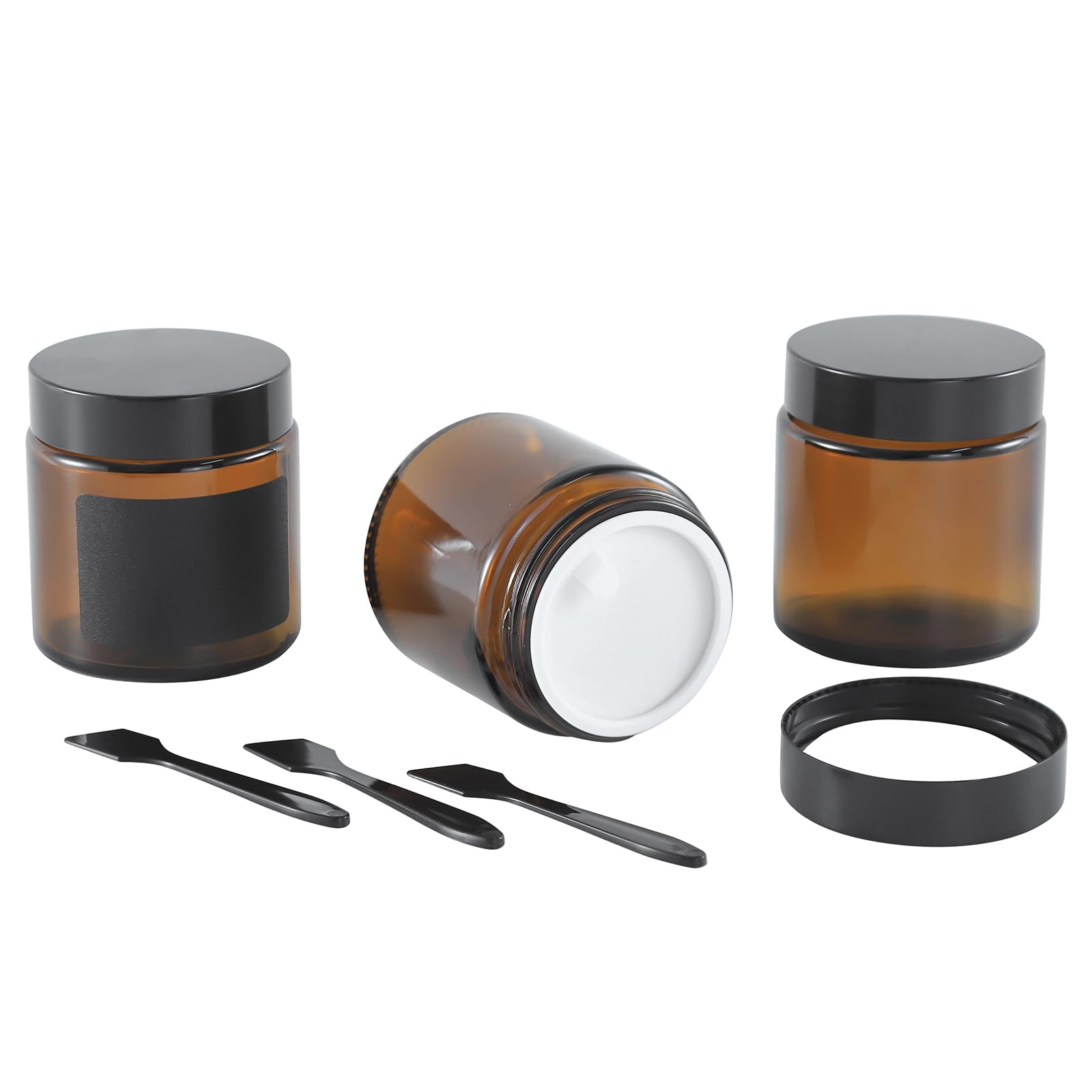 Lustervial jarro de vidrio ámbar 4oz con tapa, ideal para viajar con cremas.