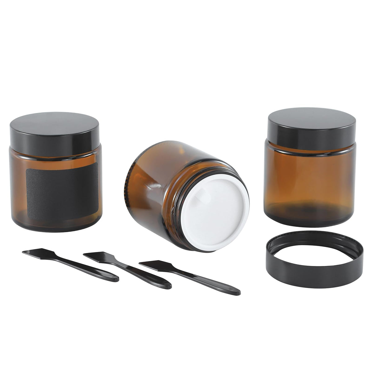 Lustervial jarro de vidrio ámbar 4oz con tapa, ideal para viajar con cremas.
