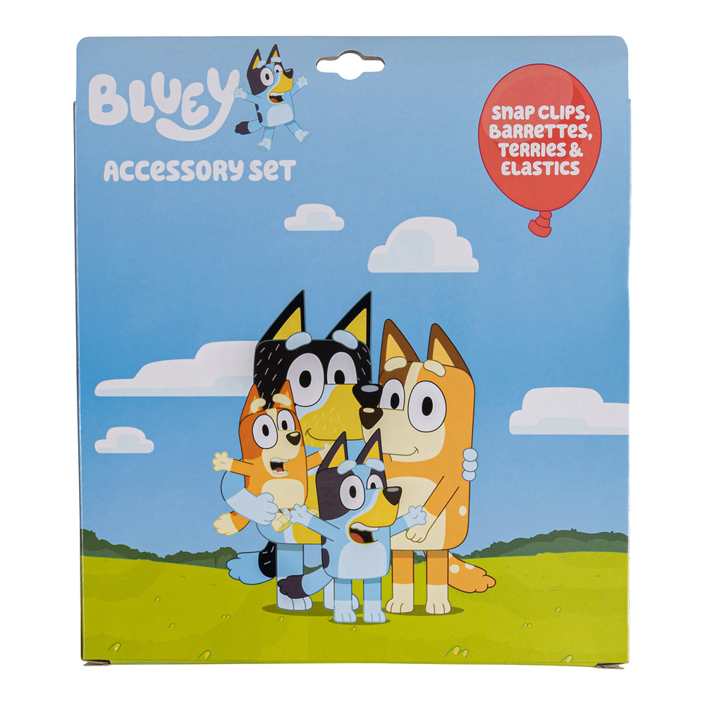 Presentación de accesorios Luv Her Bluey para ordenar y viajar con estilo.