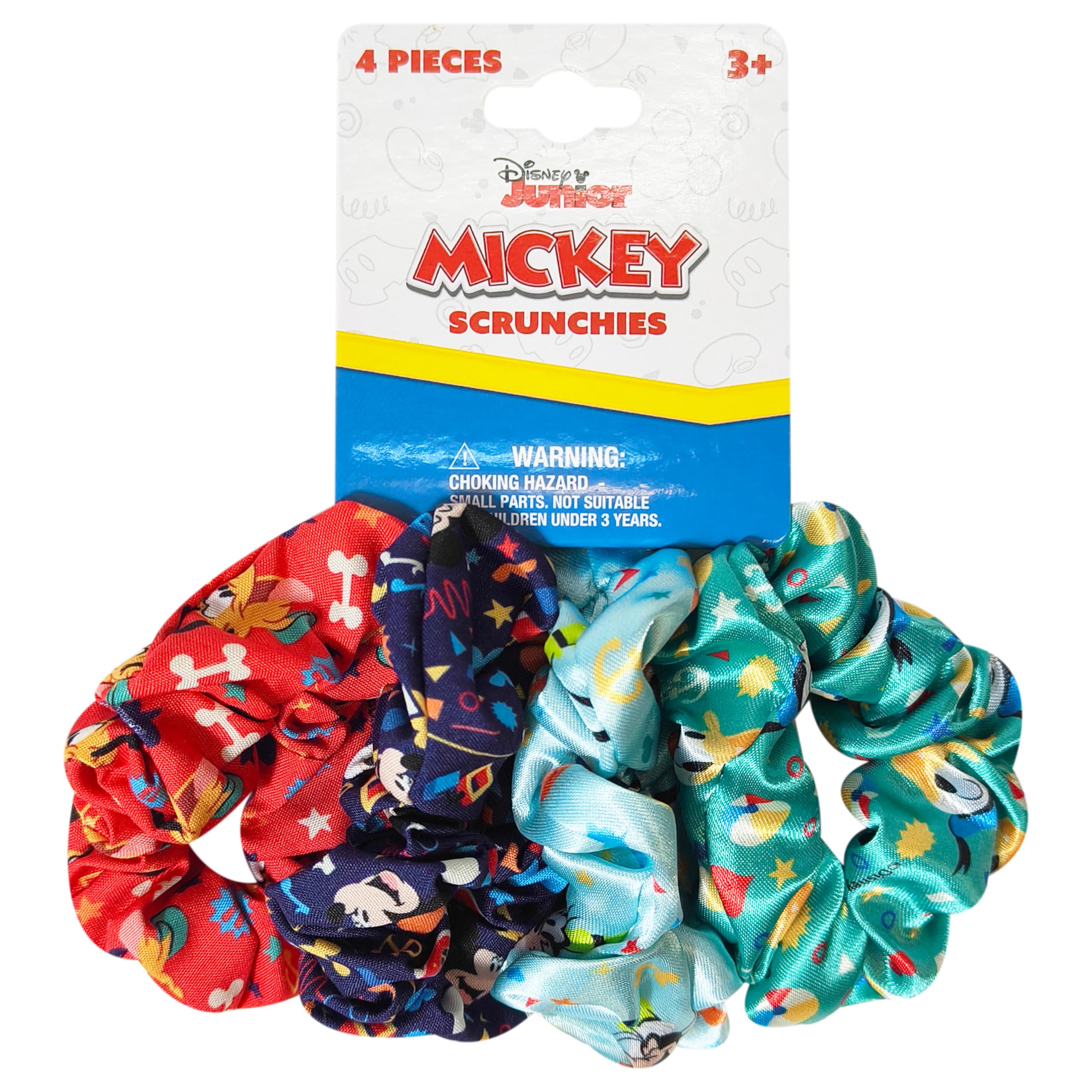 LUV HER Disney Mickey Scrunchies grandes, colores vivos, ideal para peinados diarios.