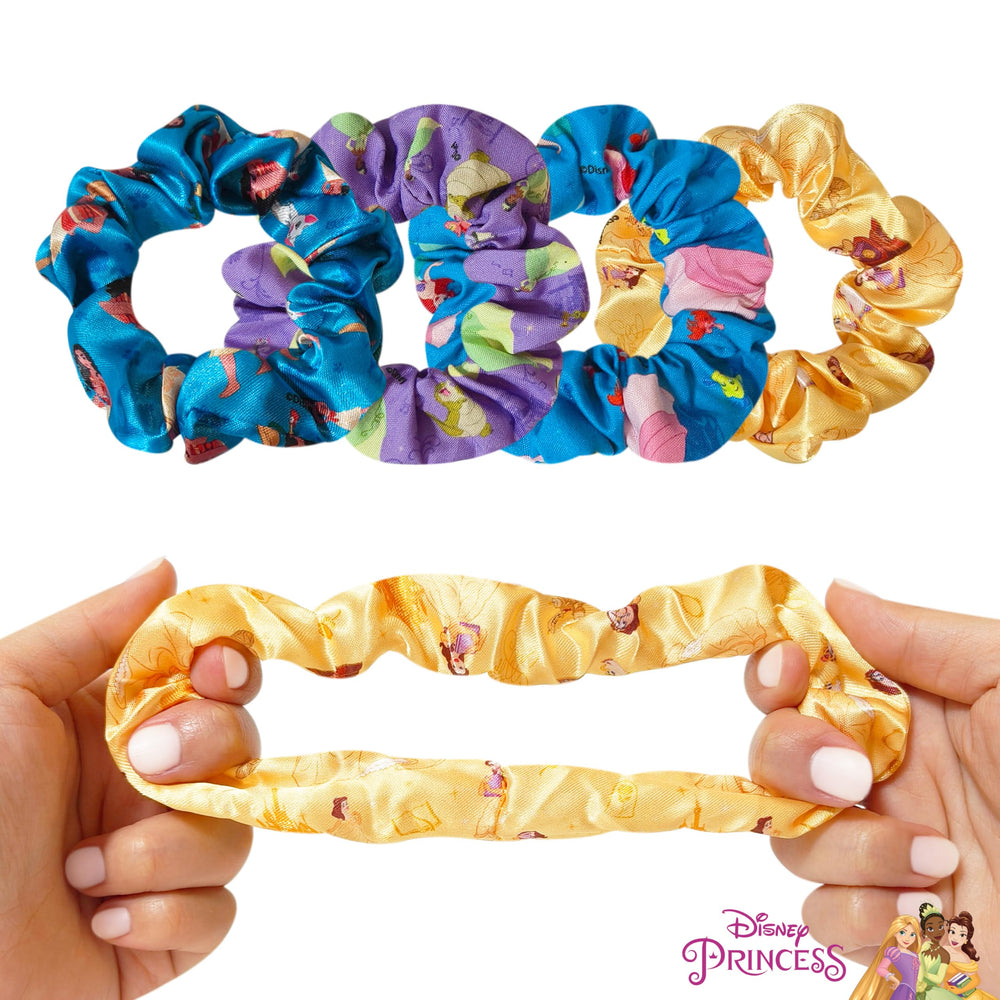 LUV HER Disney Princesas scrunchies, diseño de 4 personajes, colores divertidos para el cabello.