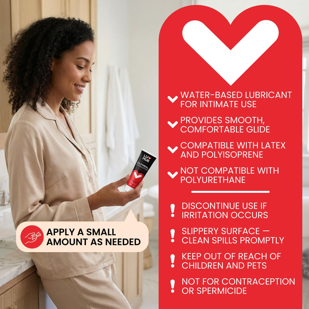 Aplicación de una pequeña gota de Luv Hub para confort sensorial sin residuo.