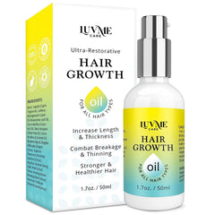 Luv Me Care Biotin Hair Growth Oil bottle showing premium vitamin blend for healthy hair