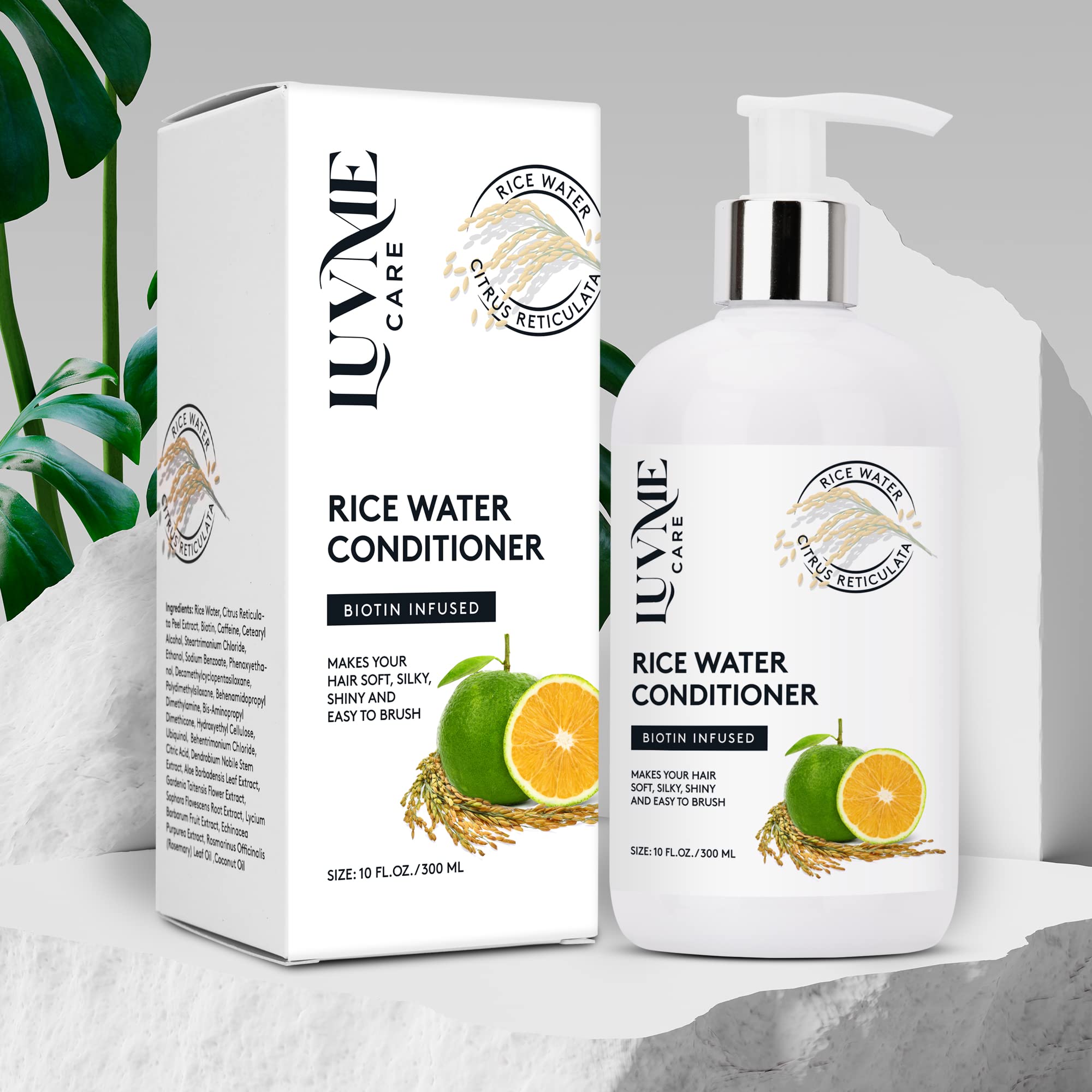 Uso diario con Luv Me Care Rice Water Condicionador para control y manejo.