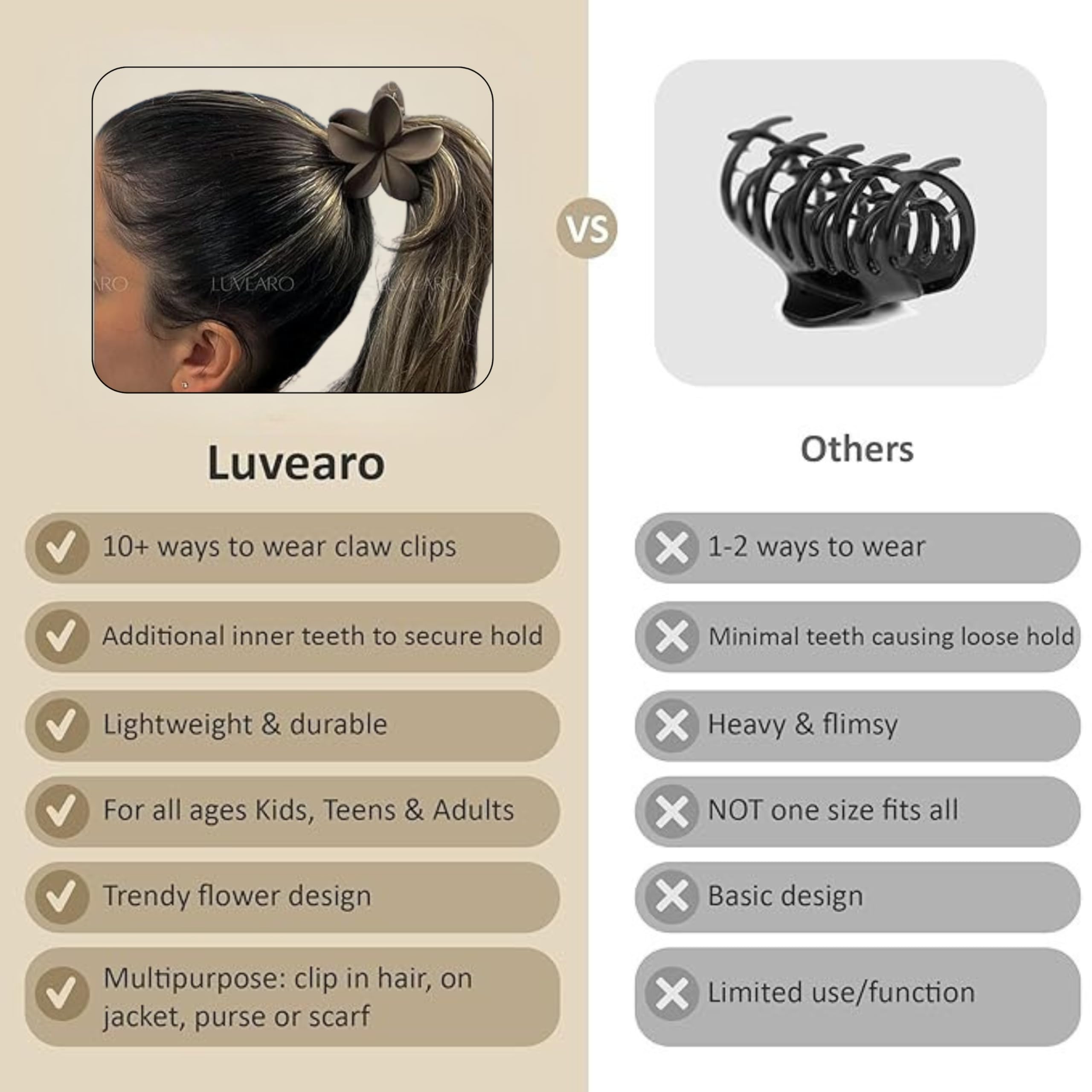 Luvearo Clips detalle flor plumeria: toque decorativo para tu peinado.