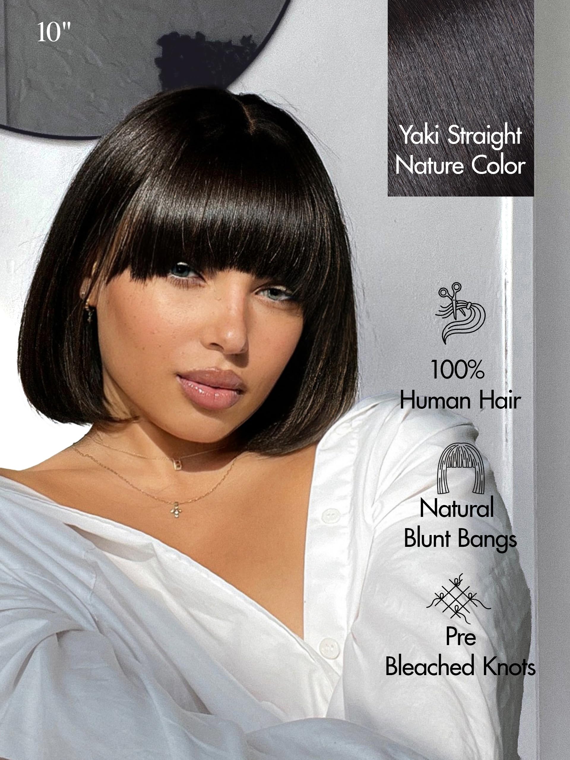 Bob LUVME HAIR 10 pulgadas cabello humano virgen, teñible y adaptable.