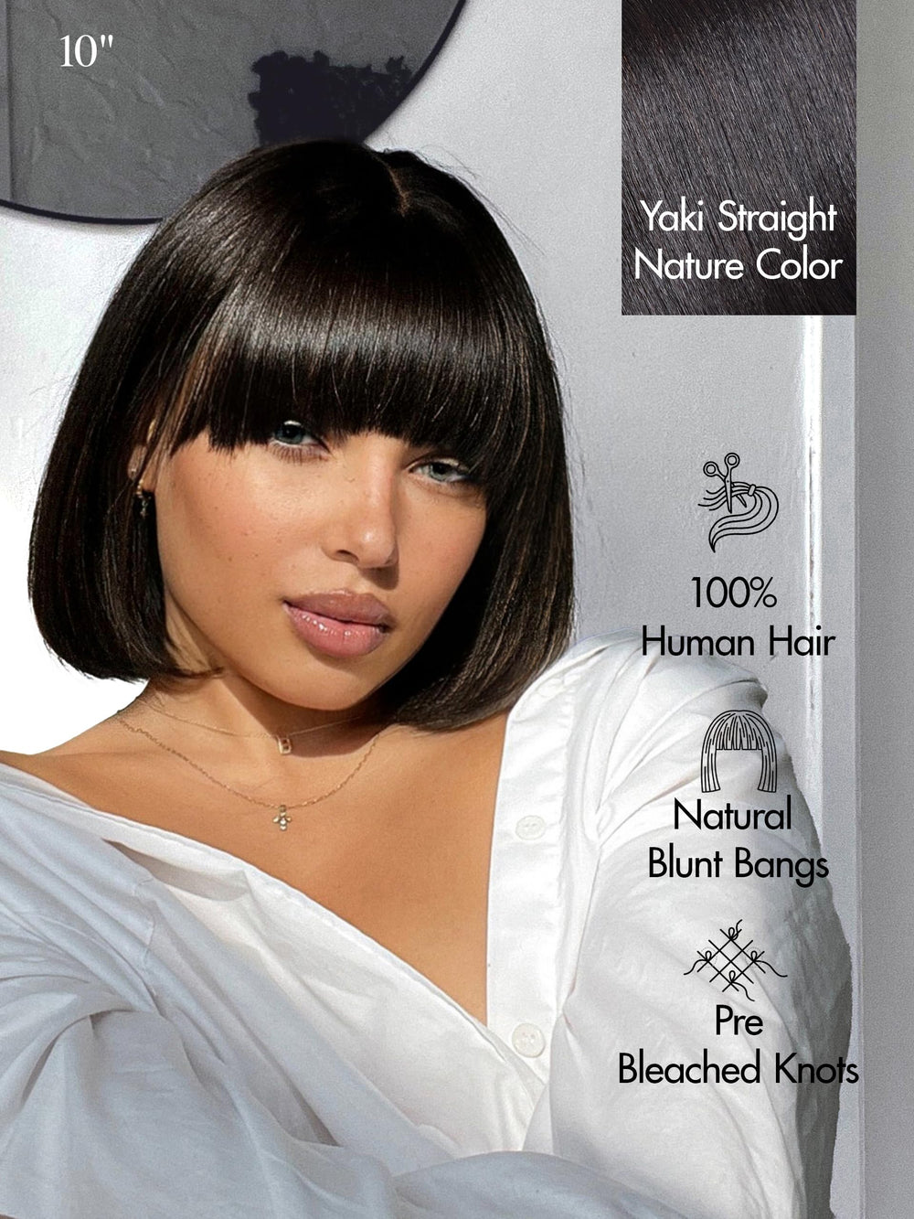 Bob LUVME HAIR 10 pulgadas cabello humano virgen, teñible y adaptable.