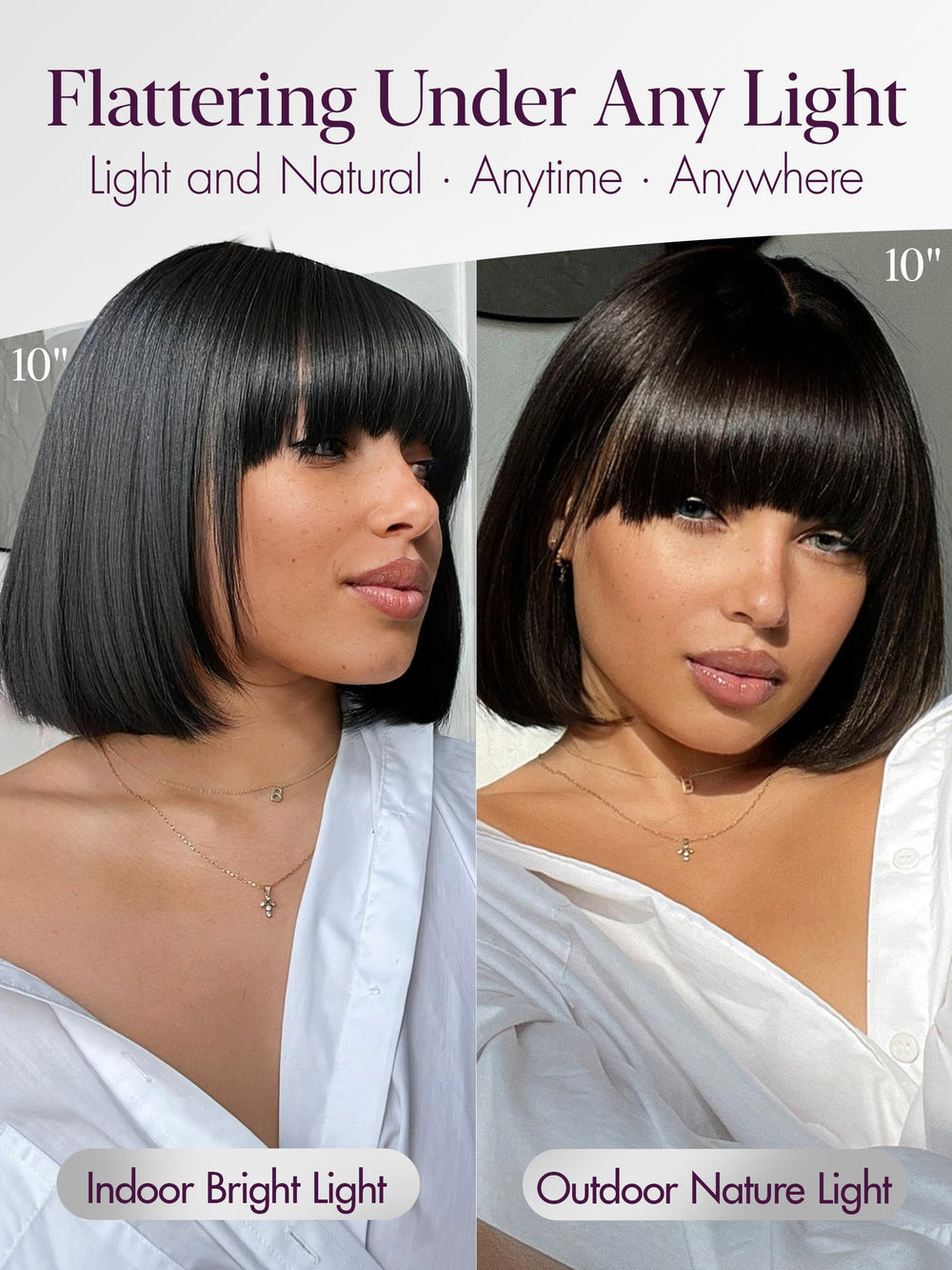 Bob LUVME HAIR 10 pulgadas densidad 180, apariencia con cuerpo.