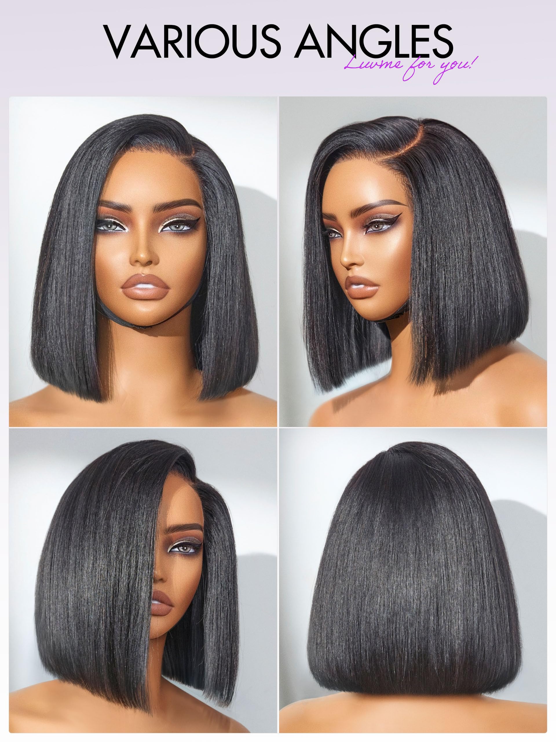 LUVME HAIR Bob Wig corte blunt para look moderno