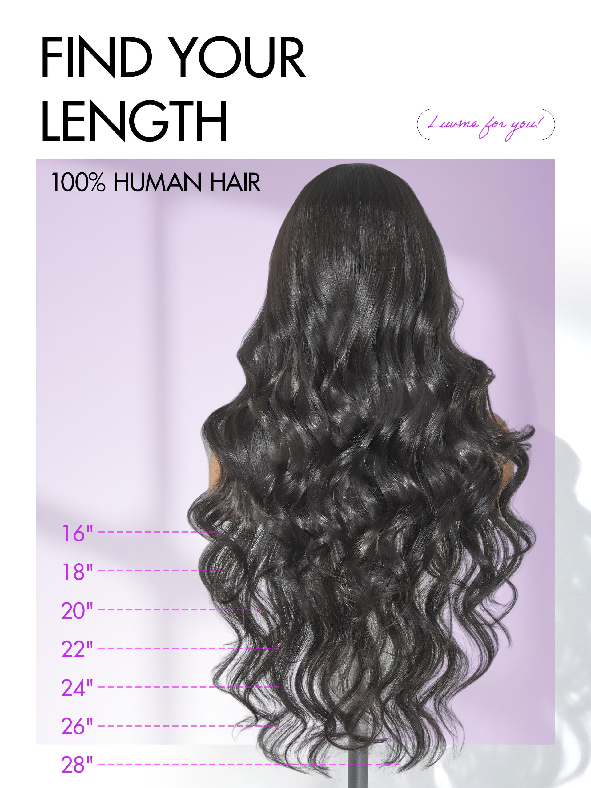 LUVME HAIR color negro natural, longitud de 20 pulgadas