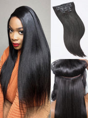 LUVME Yaki Straight seamless clip-in extensions for 18-inch length, natural-looking volume.