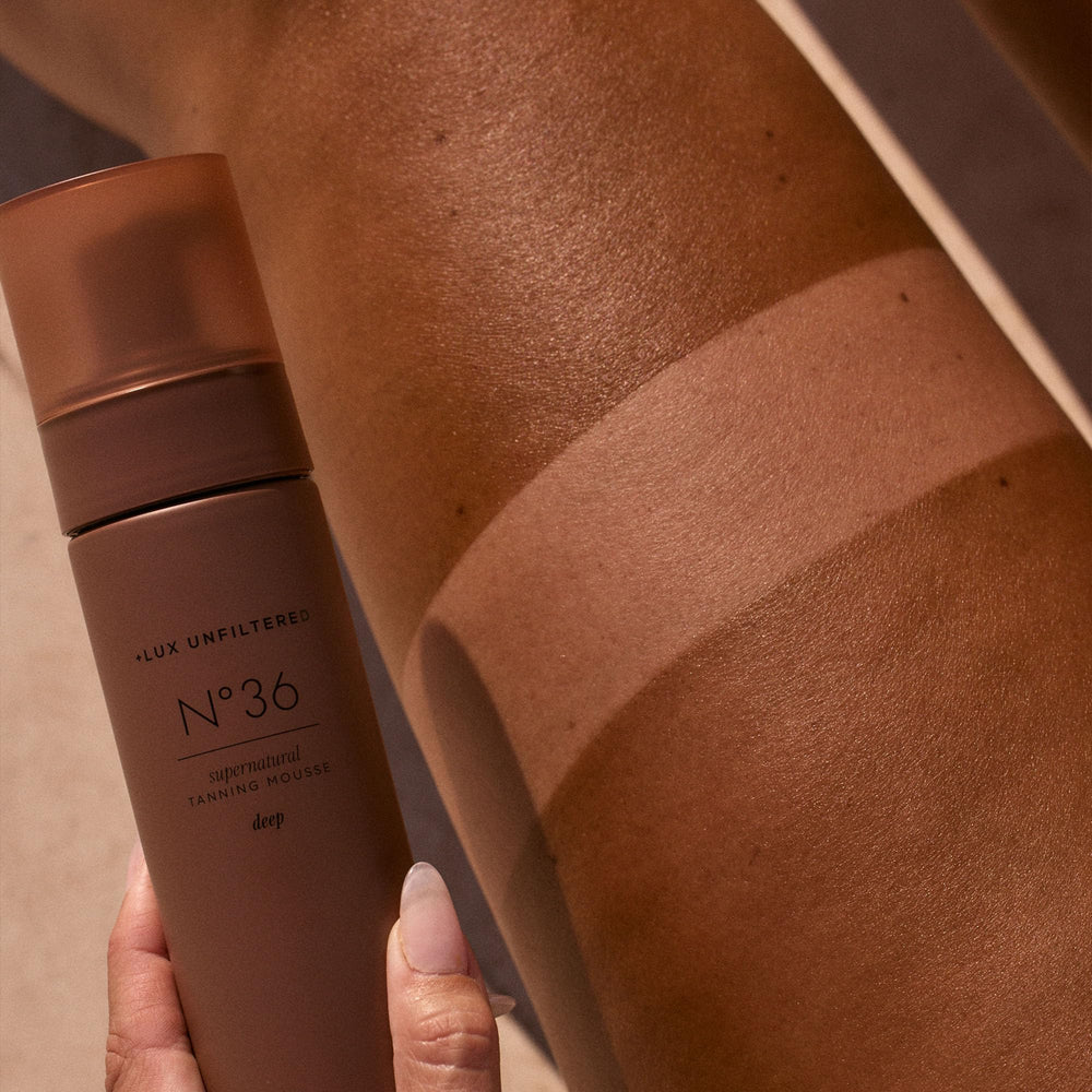 Brillo uniforme y duradero con bronceado Lux Unfiltered vegano.