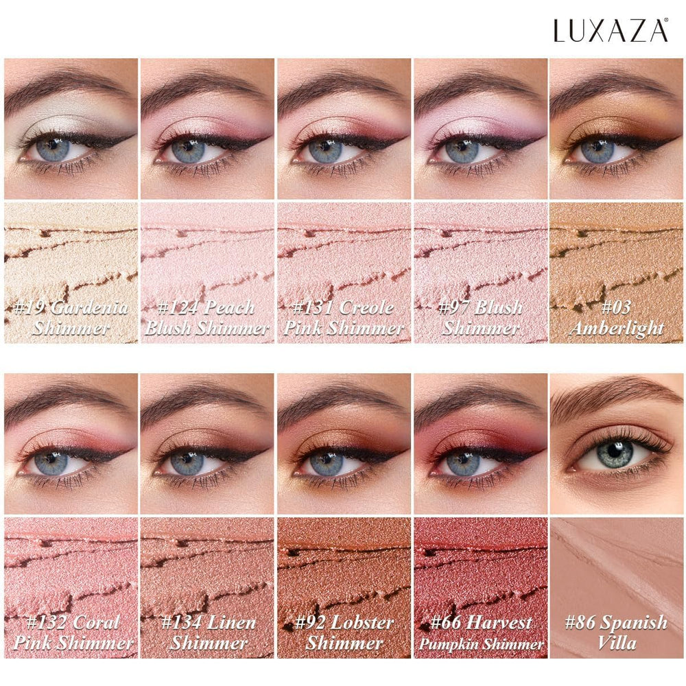 LUXAZA PRO sombras crema neutras con brillo para look natural.