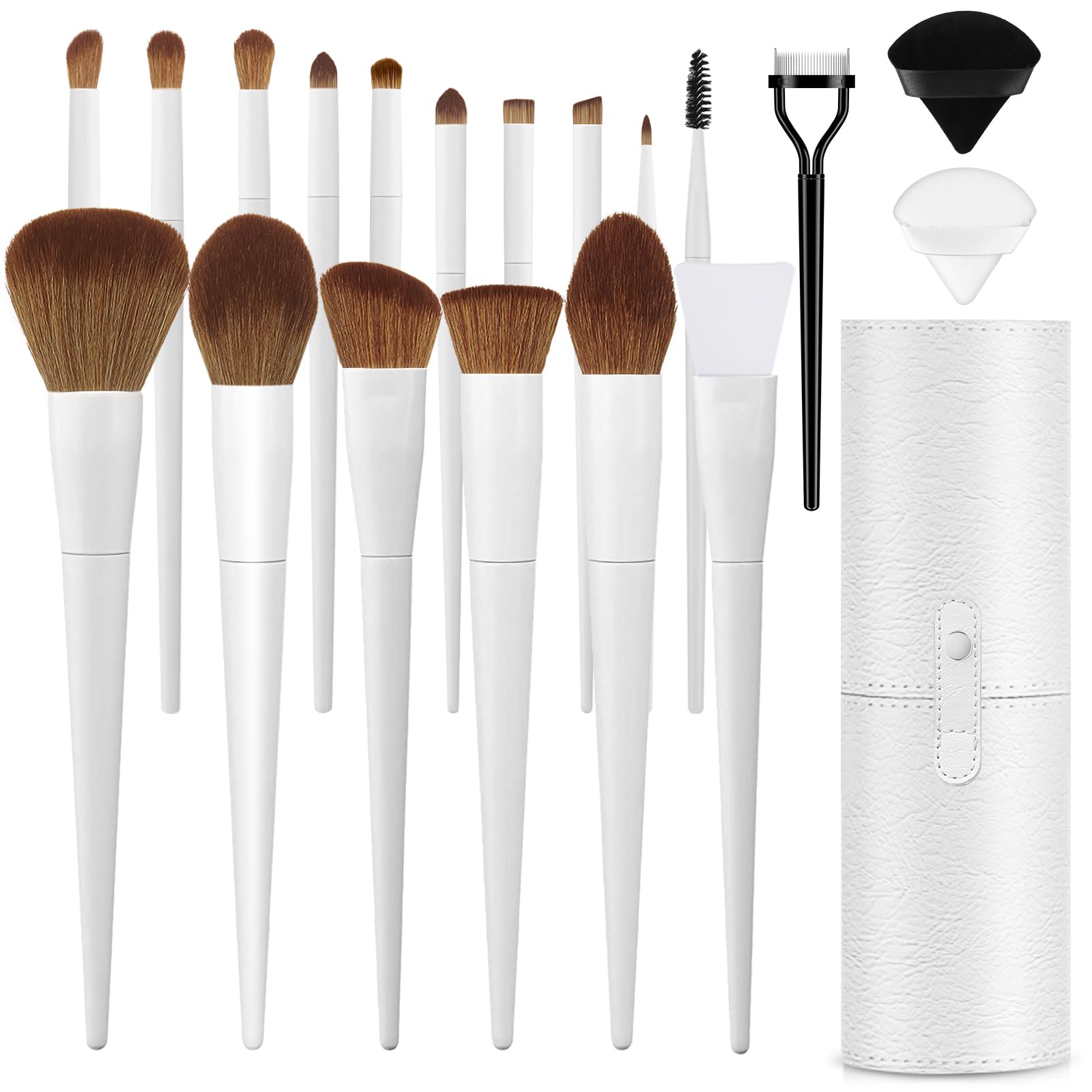 LUXBRU brochas maquillaje estuche cuero: almacenamiento compacto para profesional y aficionadas.