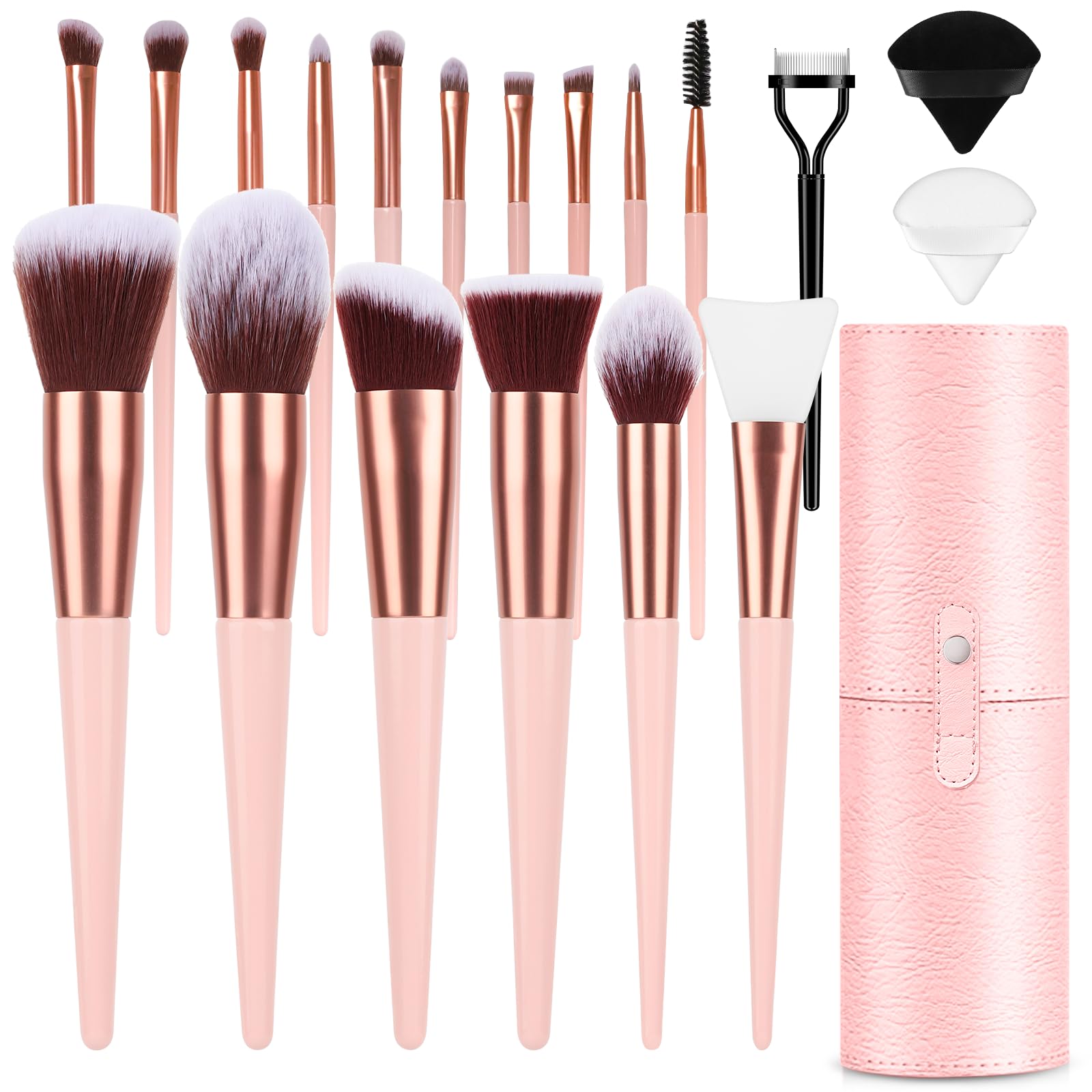 Luxbru set de 17 pinceles para maquillaje con acabado profesional y uniforme.