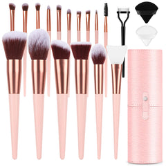 Luxbru set de 17 pinceles para maquillaje con acabado profesional y uniforme.