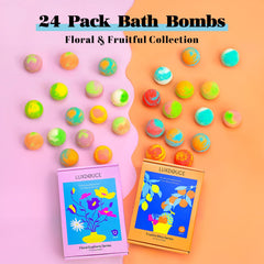 LUXDOUCE bombas de baño pack 24, variedad frutal, sensación refrescante