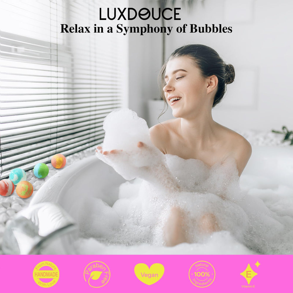 luxdouce-bombas-bano-sin-mancha-tina disuelven limpiamente y evitan residuos.