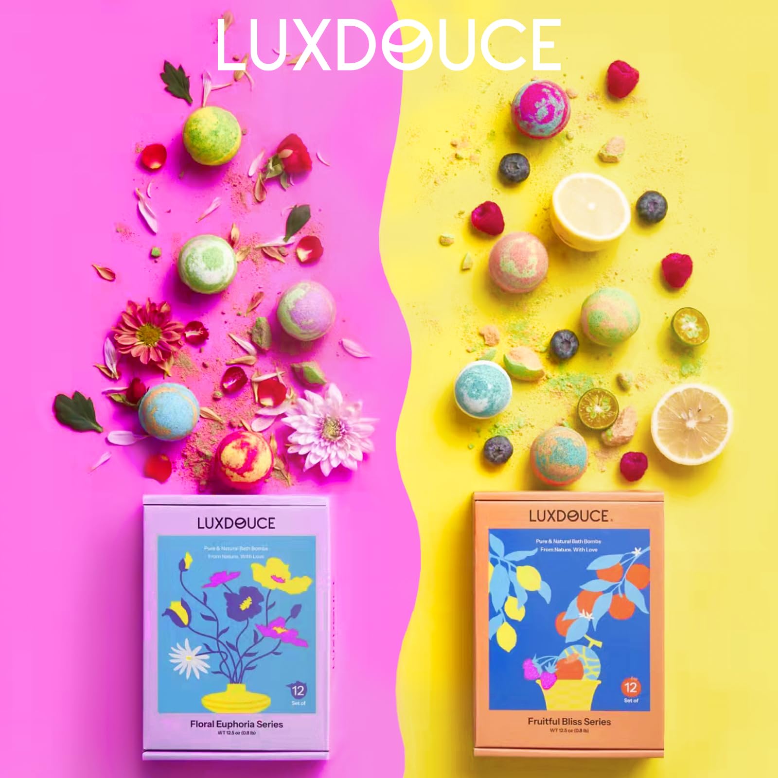 luxdouce-serie-alegria-frutal-12-bombas aromas citricos para bano revitalizante.