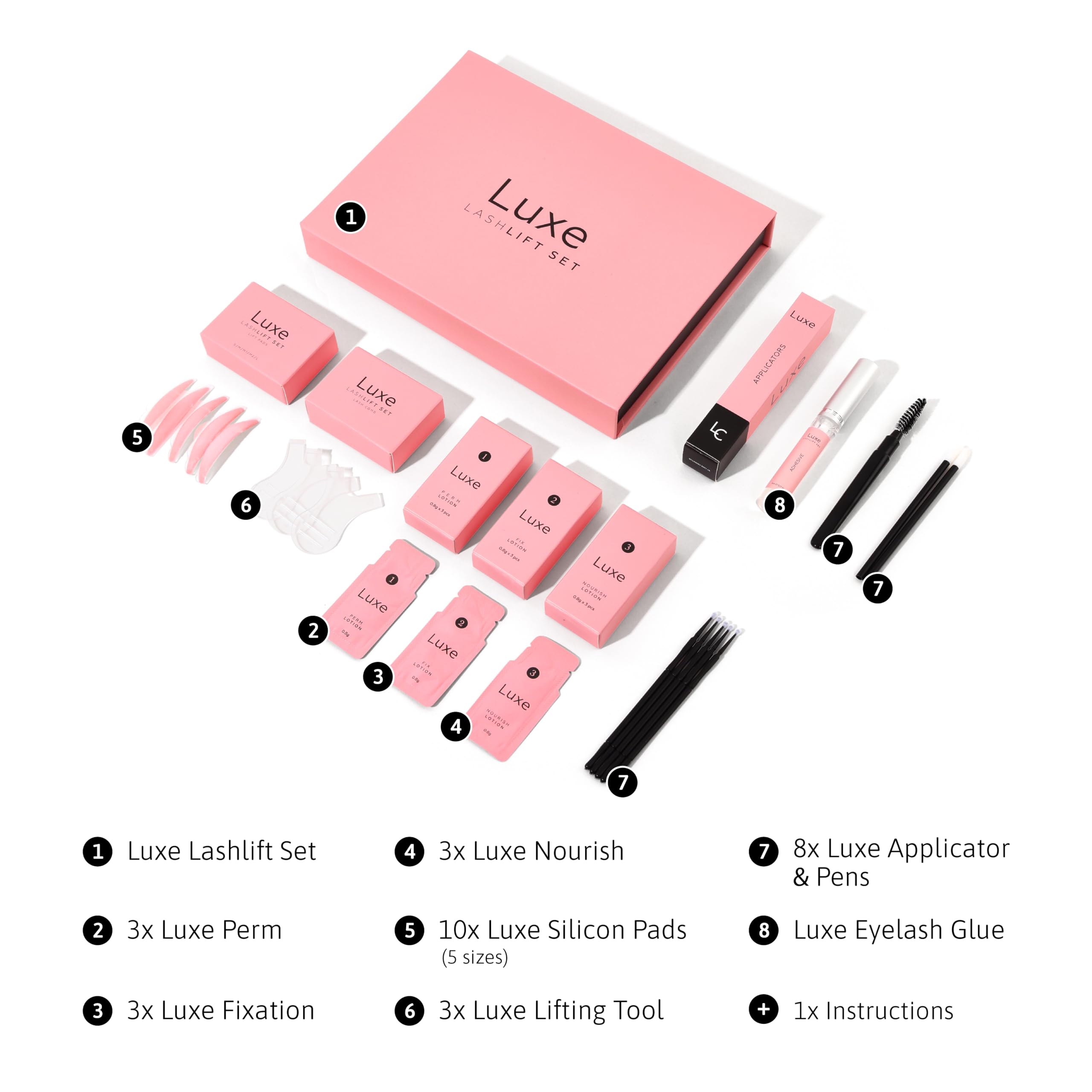 Luxe Cosmetics Lash Lift Kit: almohadillas de elevación de tamaños variados