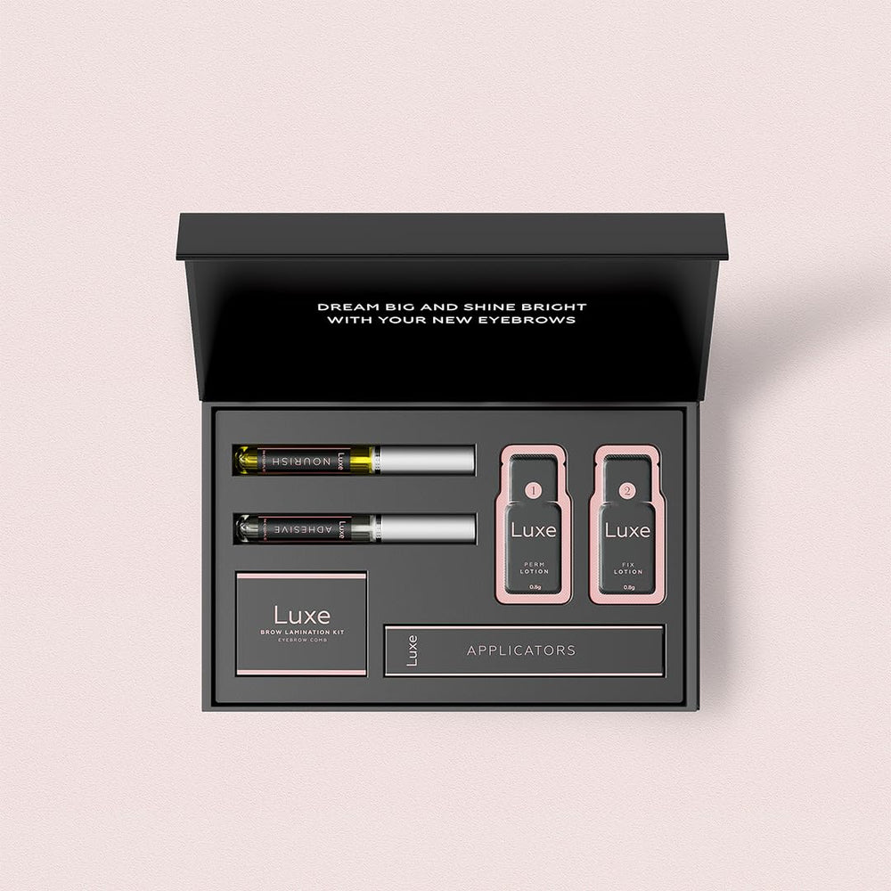 Manuel détaillé Luxe Cosmetics pour lamination précise des sourcils.