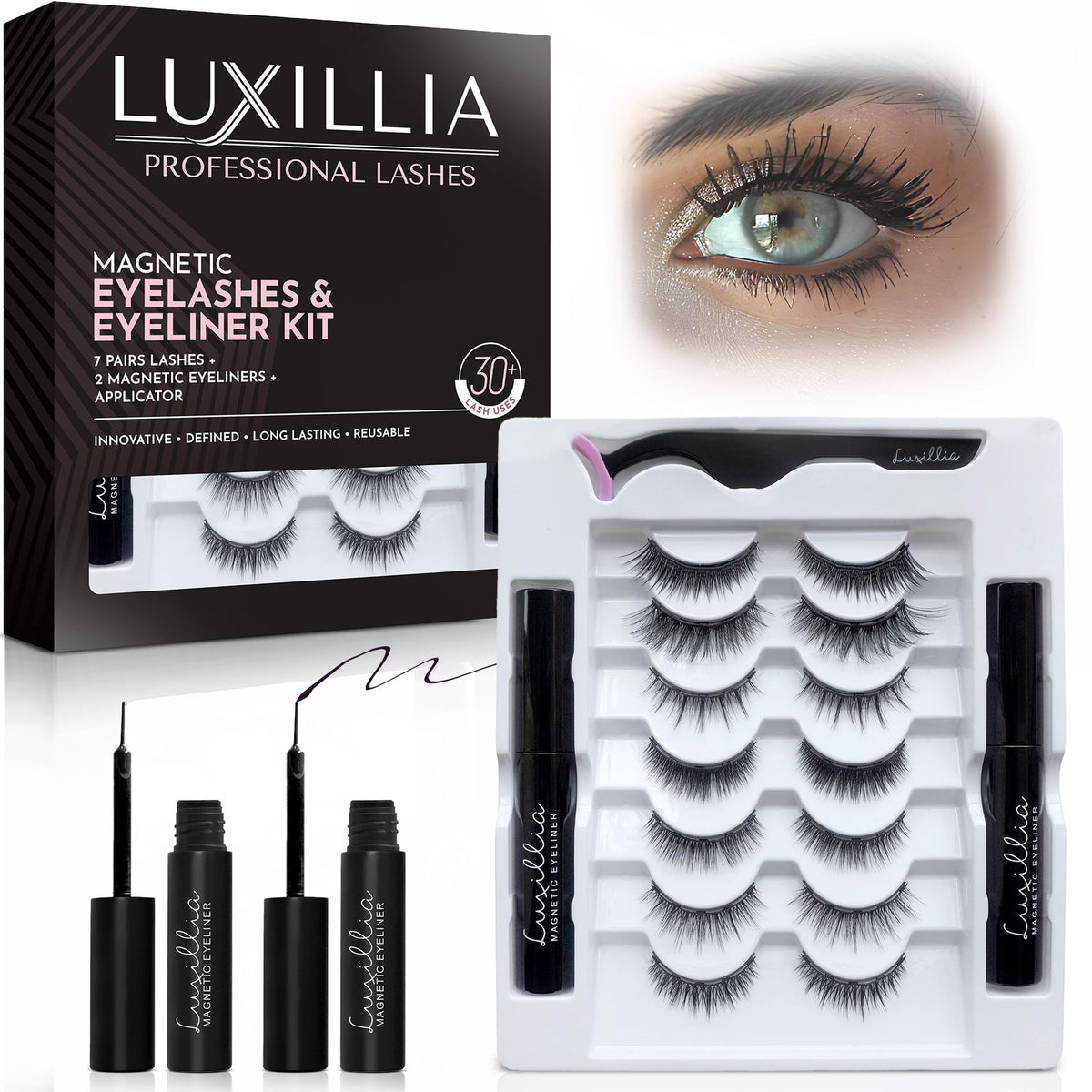Luxillia pestañas magnéticas kit: aplicación fácil sin adhesivo