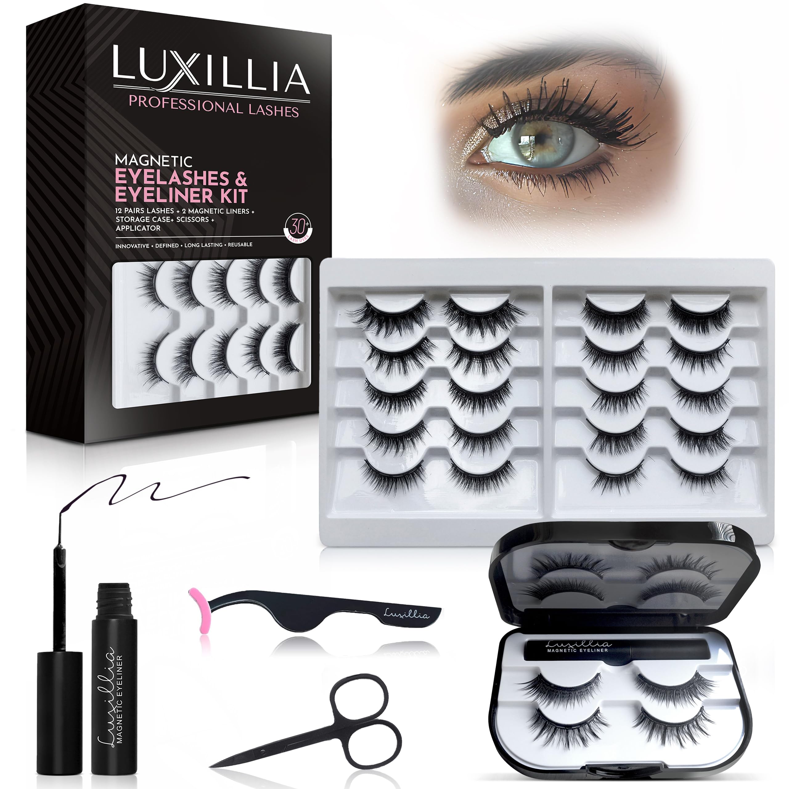 Luxillia Pestanas Magneticas Kit Natural: pestañas duraderas con aspecto natural para uso diario.