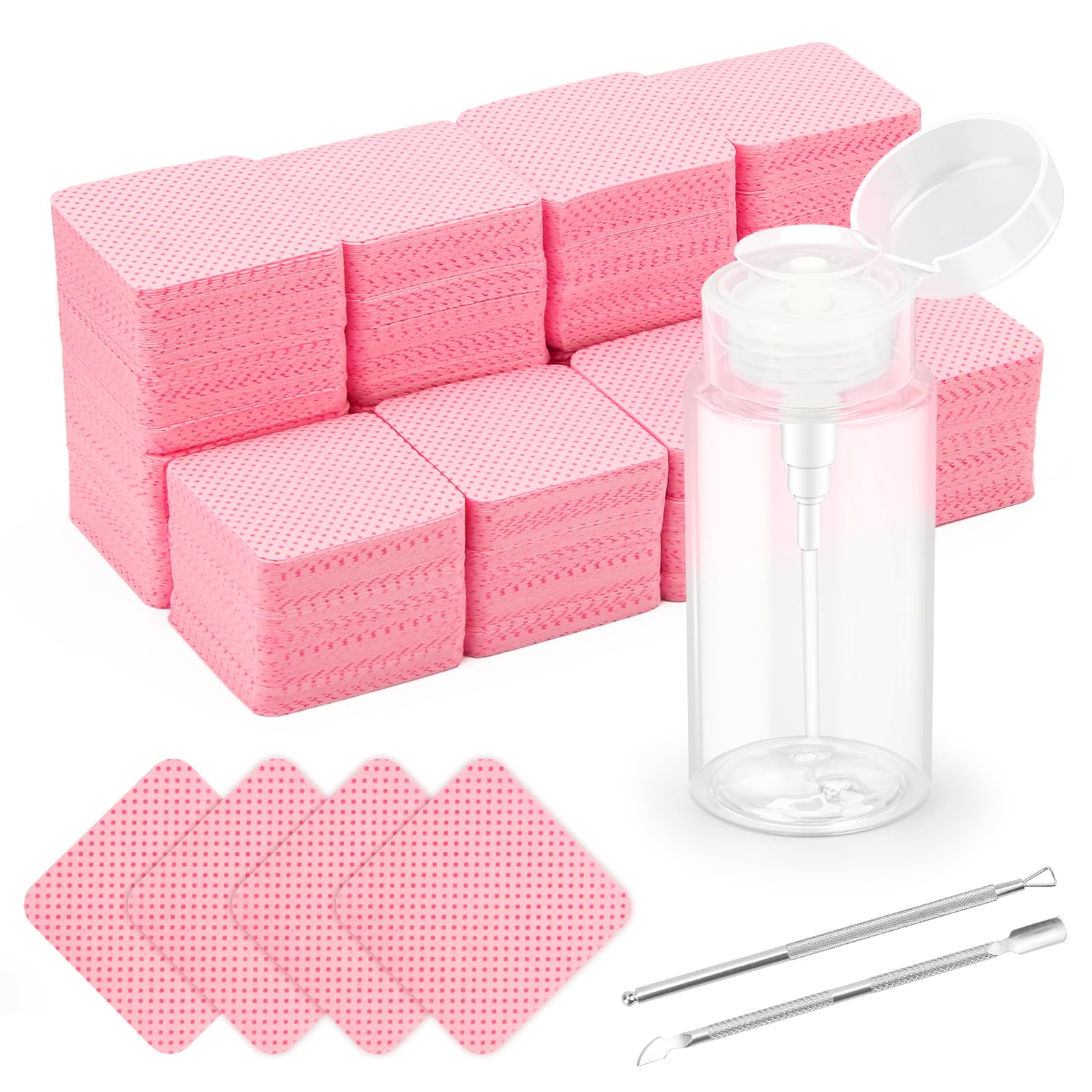 Luxiv toallitas sin pelusa rosas para uñas y extensiones, limpieza suave y eficaz.