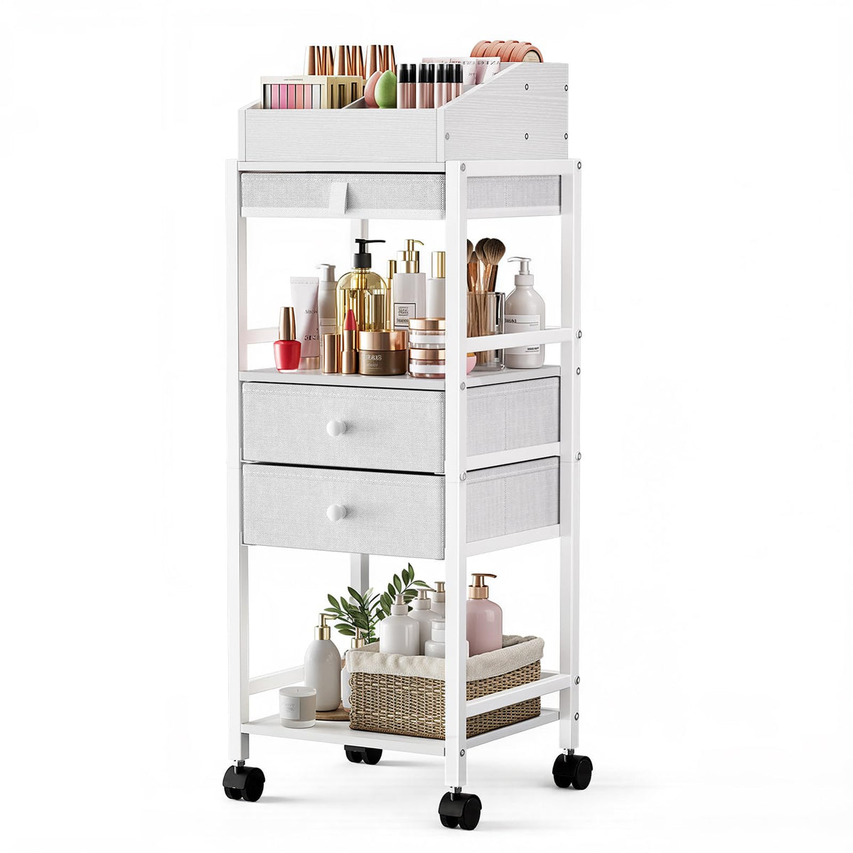 Luxspire carrito organizador de maquillaje con cajones para fácil acceso a cosméticos.