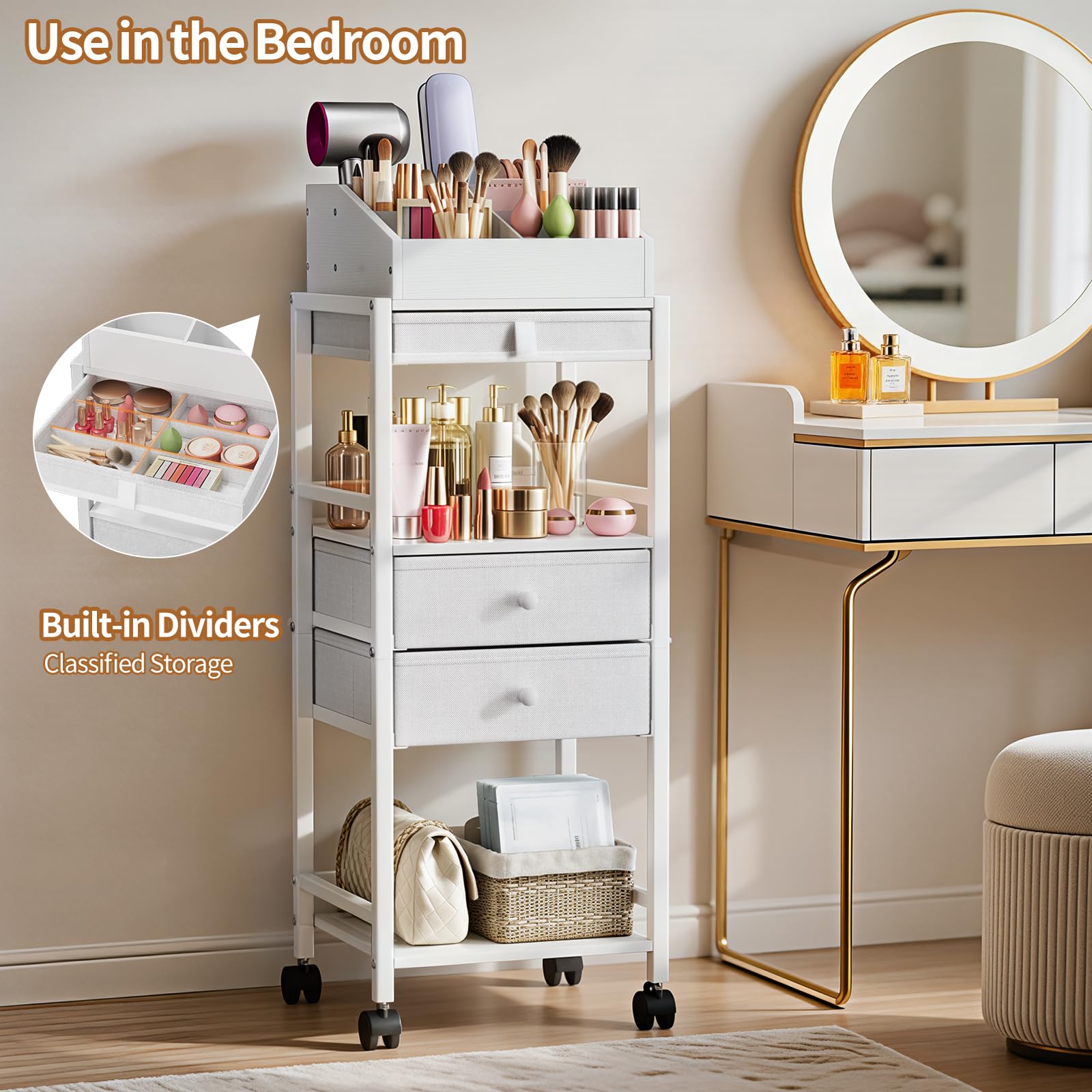 Luxspire organizador cosméticos skincare con cajones, ideal para mantener ordenados productos de belleza.