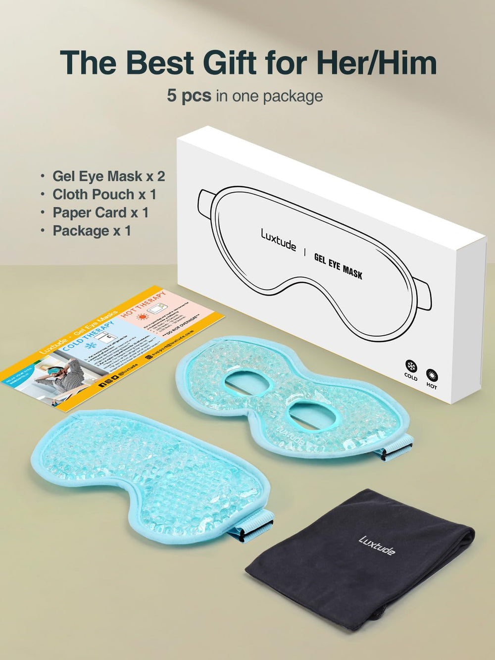 Luxtude máscara gel ojos para descanso nocturno relajante