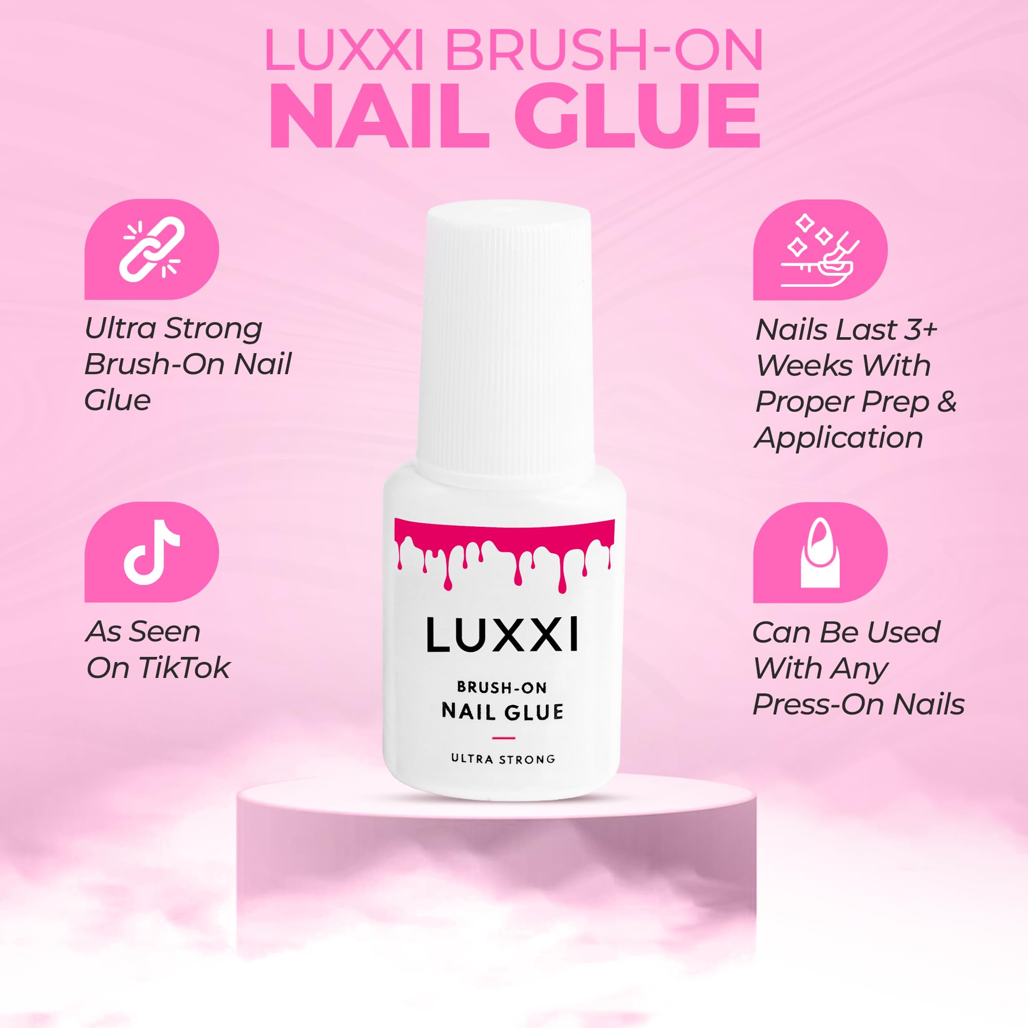 LUXXI pegamento para uñas acrílicas, compatible con distintos tipos