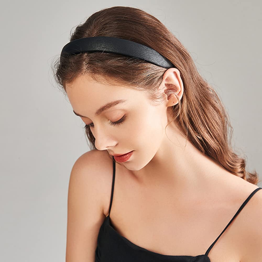 Diadema Lvyeer blanca de cuero, estilo elegante para todo peinado